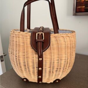 Brown and Tan Leather Accent Tote